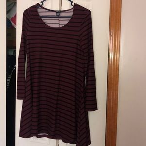 Maroon and Black Striped Dress
